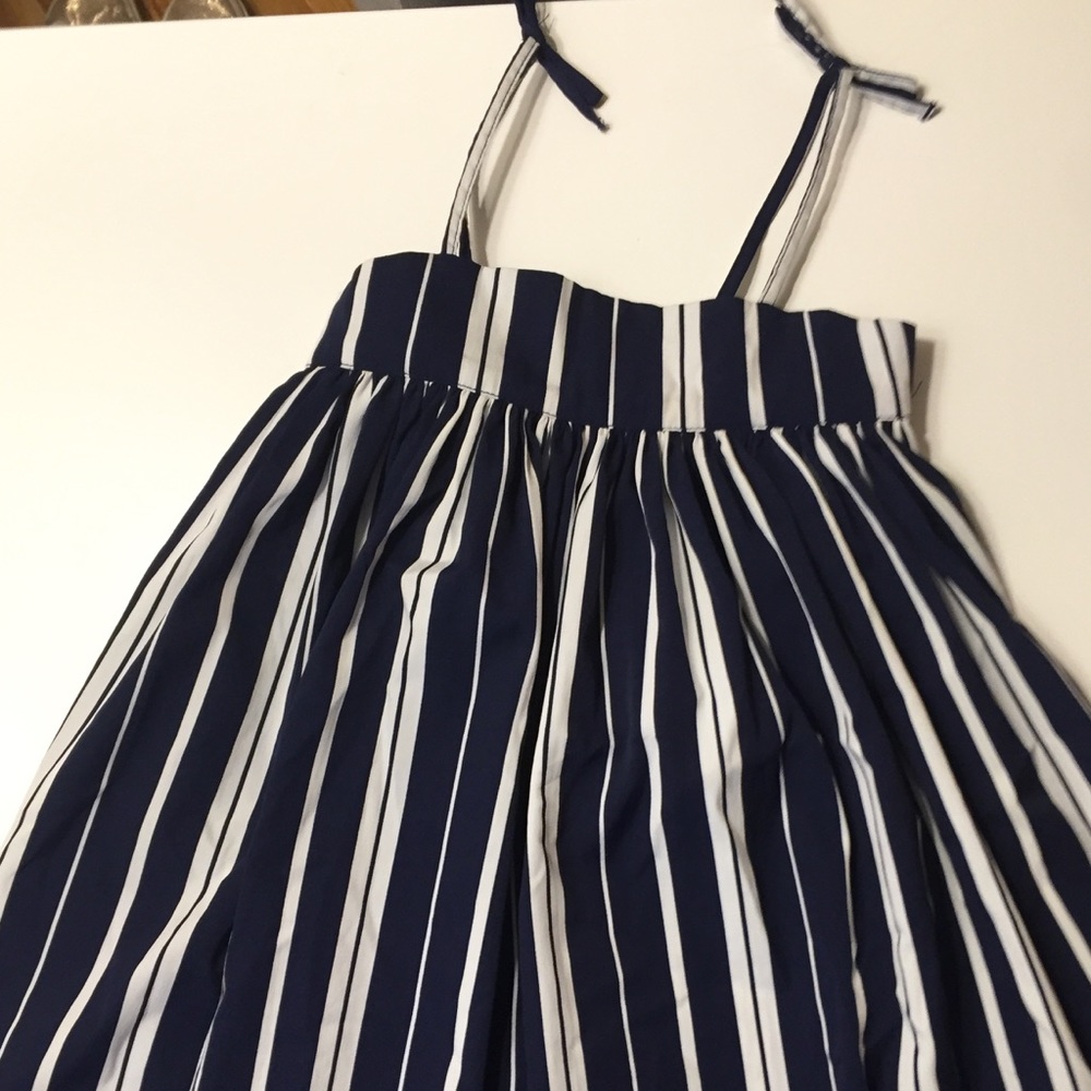 Navy + white silky sundress